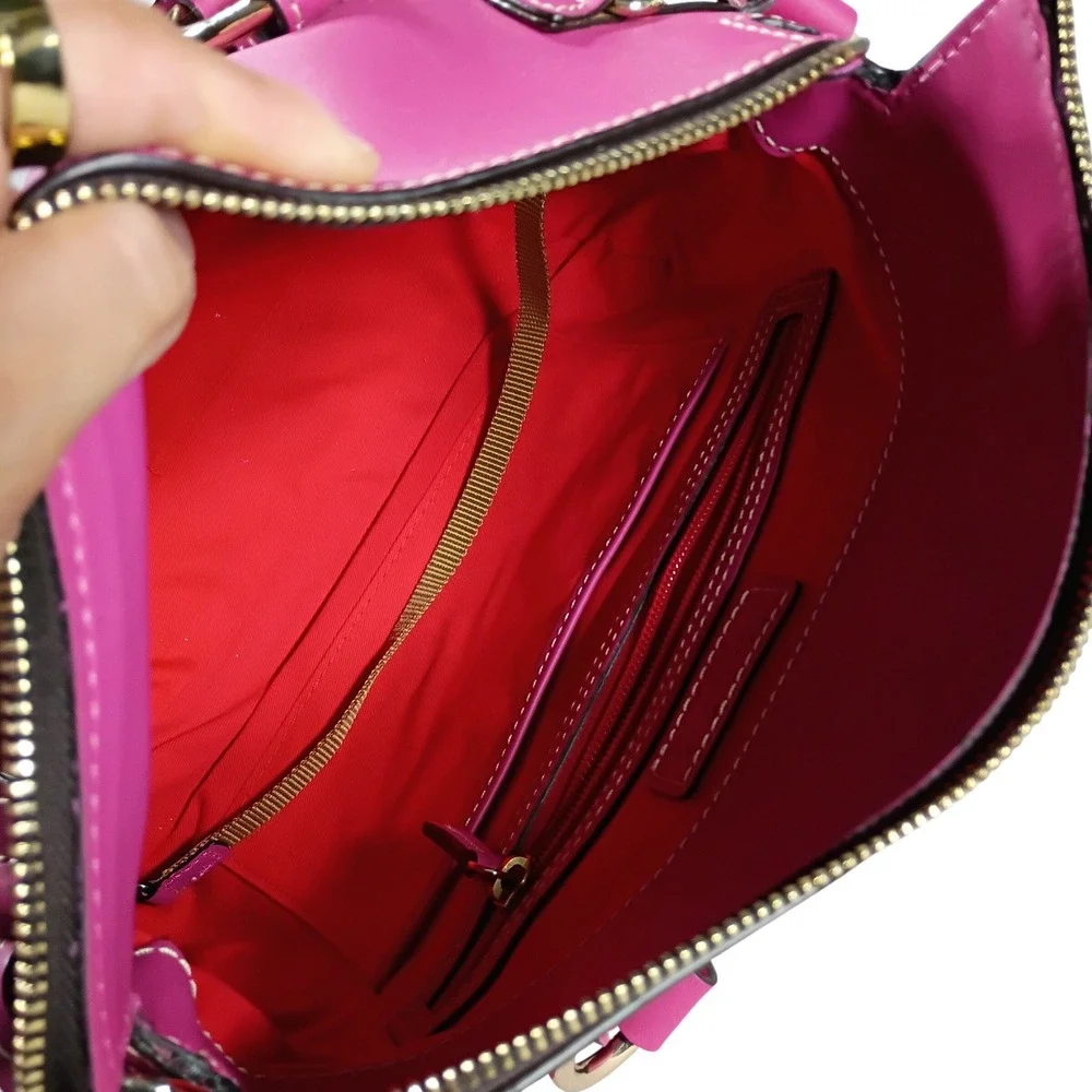 Dooney & Bourke Satchel Women Small Fuchsia Pink Tassel Leather Bag